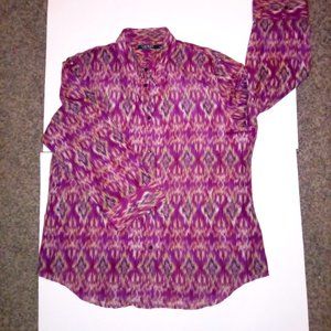 Lauren Ralph Lauren Women's Blouse Size XL Multi-Color With Purple White